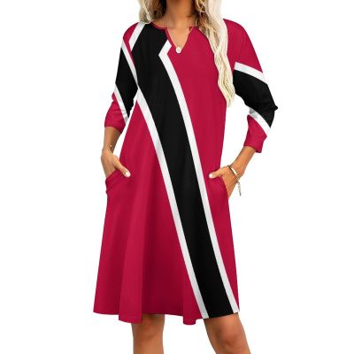 Fattyeery Elegant Casual Long Dress Trinidad and Tobago Flag Girls Summer Sunshine Beach Skirts for Womens 3XL