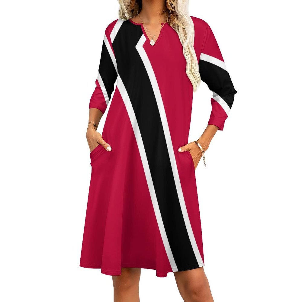 Fattyeery Elegant Casual Long Dress Trinidad and Tobago Flag Girls Summer Sunshine Beach Skirts for Womens 3XL