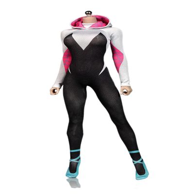 Fremego 1/6 Scale Female Clothes,Female Tight Stretch Bodysuit Jumpsuit Outfit Clothing for 12inch PH TBL JO Seamless Action Figure Body (E)