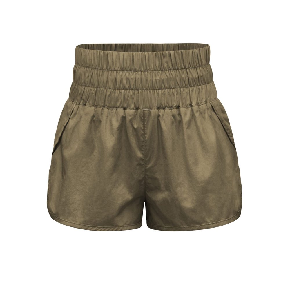 TICIFEN Womens High Waisted Running Shorts Athletic Workout Shorts Quick Dry Summer Shorts with Liner with Waistband Pocket Khaki