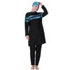 Plus Size Swimsuit Women Muslim Full Coverage Modest Islamic Swimwear Burkini Long Sleeve Muslim Dress Top Pants Cap Set 3PCS Sun Protection Rash Guard Fat Bathing Suits Blue Black f 3XL view 2