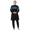 Plus Size Swimsuit Women Muslim Full Coverage Modest Islamic Swimwear Burkini Long Sleeve Muslim Dress Top Pants Cap Set 3PCS Sun Protection Rash Guard Fat Bathing Suits Blue Black f 3XL view 4