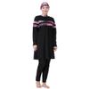 Plus Size Muslim Swimsuits for Women Long Sleeve Modest Islamic Swimwear Burkini Sun Protection Rash Guard Bathing Suits Muslim Dress Top Pants Cap Set 3PCS Black Hot Pink f 3XL view 1