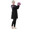 Plus Size Muslim Swimsuits for Women Long Sleeve Modest Islamic Swimwear Burkini Sun Protection Rash Guard Bathing Suits Muslim Dress Top Pants Cap Set 3PCS Black Hot Pink f 3XL view 3