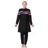 Plus Size Muslim Swimsuits for Women Long Sleeve Modest Islamic Swimwear Burkini Sun Protection Rash Guard Bathing Suits Muslim Dress Top Pants Cap Set 3PCS Black Hot Pink f 3XL view 4