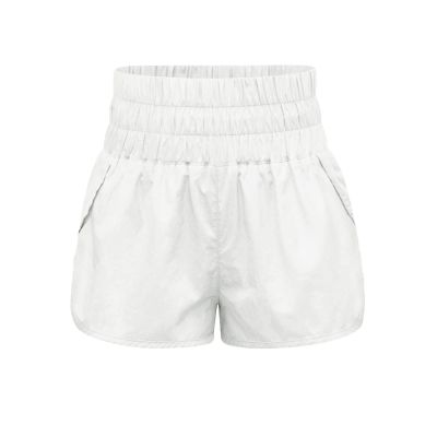 TICIFEN Womens High Waisted Running Shorts Athletic Workout Shorts Quick Dry Summer Shorts with Liner with Waistband Pocket Beige
