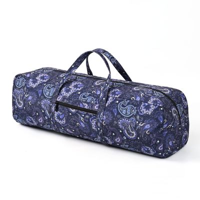 Boulder Bee | Yoga Mat Bag | Large Yoga Mat Carrier with Wet Pocket | Yoga Gifts | Gym Tote Bag for Women (Blue Cashew Flower)