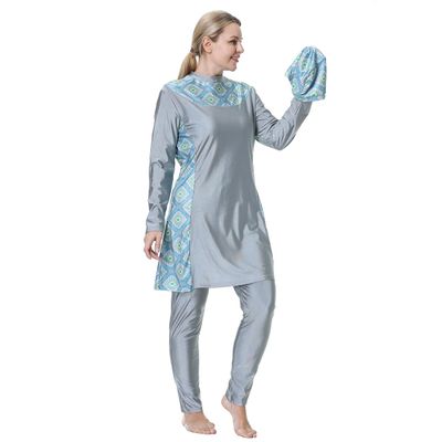 Swimsuit Women Muslim Plus Size Muslim Swimsuits for Women Modest Islamic Arabic Swimwear Burkini Traje De Bao Modesto para Mujeres Top Pants Cap 3PCS Rash Guard Bathing Suits Gray d 7XL