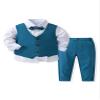 Abolai Baby Boys' 4 Piece Gentleman Set with White Shirt,Bowtie,Vest and Pant DarkBlue 110 view 1