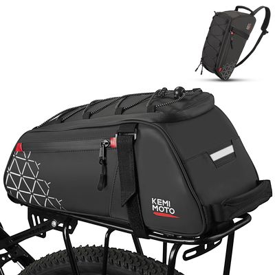 KEMIMOTO Rear Bike Rack Bag - 8L PVC Water Resistant Ebike Bags for Bicycle Rear Rack, Bicycle Trunk Pannier for Commuter Travel Shopping and Cycling (Black)