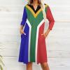 Fattyeery Elegant Casual Long Dress South African Flag Girls Summer Sunshine Beach Skirts for Womens 5XL view 2