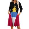 Fattyeery Womens Summer Casual Loose Dress Antigua and Barbuda Flag Long Dress Short Sleeve for Girls Fashion Skirts 3XL view 1