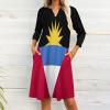 Fattyeery Womens Summer Casual Loose Dress Antigua and Barbuda Flag Long Dress Short Sleeve for Girls Fashion Skirts 3XL view 2