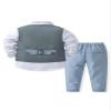 Abolai Baby Boys' 4 Piece Gentleman Set with White Shirt,Bowtie,Vest and Pant LightBlue 80 view 2