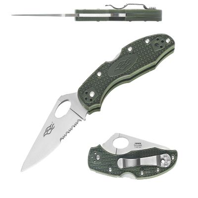 Firebird GANZO F759MS-GR Pocket Folding Knife 440C Stainless Steel Serrated Blade Anti-Slip Handle with Clip Fishing Camping Outdoor EDC Utility Pocket Knife (Green)