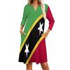 Fattyeery Elegant Casual Long Dress Saint Kitts and Nevis Flag Girls Summer Sunshine Beach Skirts for Womens 3XL view 1