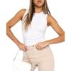 Womens Tank Tops Sleelveless Basic Cami Crop Top Stretchy Y2K Halter Camisole Shirt, White, Large view 1