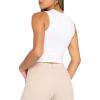 Womens Tank Tops Sleelveless Basic Cami Crop Top Stretchy Y2K Halter Camisole Shirt, White, Large view 4
