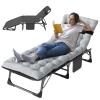 ABORON 5 Positions Camping Cots for Adults,Outdoor Folding Sleeping Cot/Mat,Folding Chaise Lounge Chair with Pillow,Portable Reclining Chair for Beach Lawn Camping Pool,Sunbathing Chairs view 1