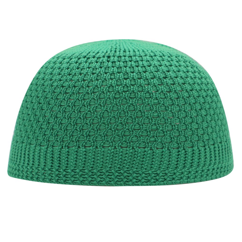 TheKufi Light Green Open-Weave Nylon Stretchy Soft and Comfortable Kufi Hat Skull Cap Beanie (as1, Alpha, m)