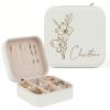 Bemaystar Personalized Gifts Women - Custom Jewelry Box, Portable Small Travel Jewelry Organizer with Birth Flower & Name, Bridesmaid Gifts, Wedding Gifts, Gifts Birthday Anniversary Mom Wife Girls view 1