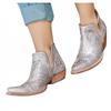 ZBYY Women Vintage Embroidered Cowgirl Boots Retro Short Square Toe Western Ankle Boots Chunky Heel Pull On Short Booties view 1