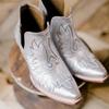 ZBYY Women Vintage Embroidered Cowgirl Boots Retro Short Square Toe Western Ankle Boots Chunky Heel Pull On Short Booties view 3