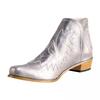 ZBYY Women Vintage Embroidered Cowgirl Boots Retro Short Square Toe Western Ankle Boots Chunky Heel Pull On Short Booties view 4