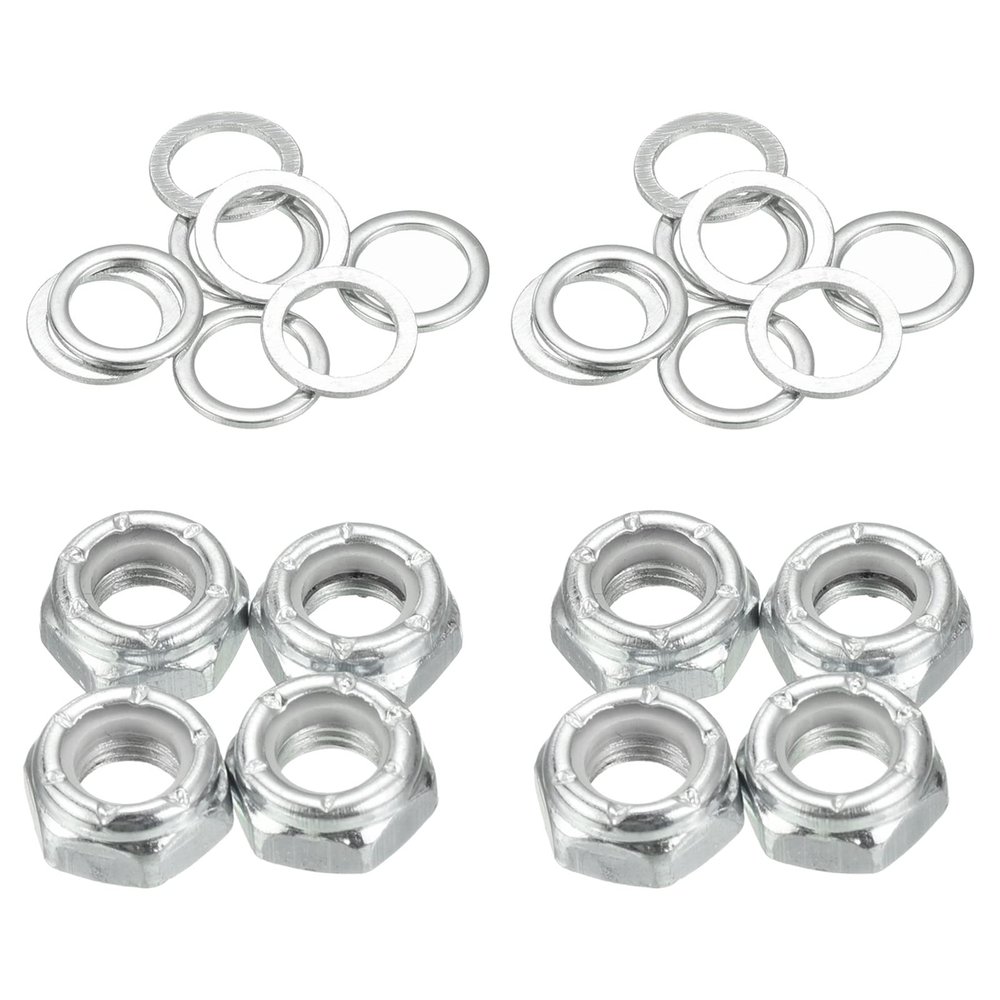 PATIKIL Skateboard Lock Nuts Set, 2 Set 5/16 Skateboard Truck Axle Washers Spacer Hardware Repair Kit for Longboard Cruiser, Silver