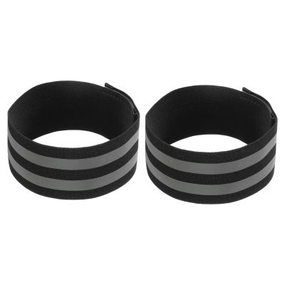 M METERXITY 2 Pack Reflective Bands - Safety Reflector Tape Strip, High Visibility Reflective Running Gear, Apply to Cycling Running Night Walking(14x2 Inch, Black)