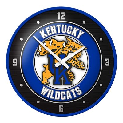 The Fan-Brand NCAA Kentucky Wildcats: Mascot - Black Frame - Modern Disc Wall Clock - Sports Team Bar Sign Dcor - Home, Dorm, Garage, Office, Fan Cave