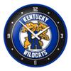 The Fan-Brand NCAA Kentucky Wildcats: Mascot - Black Frame - Modern Disc Wall Clock - Sports Team Bar Sign Dcor - Home, Dorm, Garage, Office, Fan Cave view 1