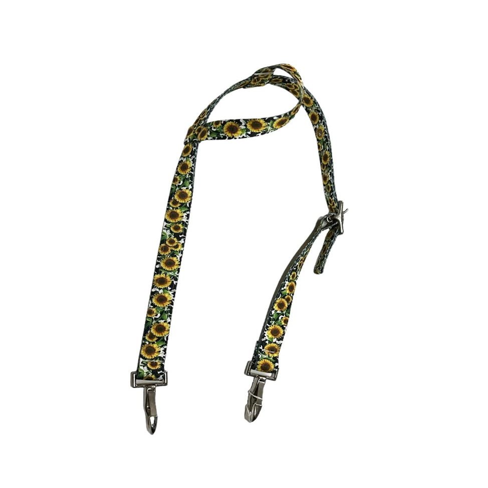 one ear headstall with quick change clips horse size sunflower