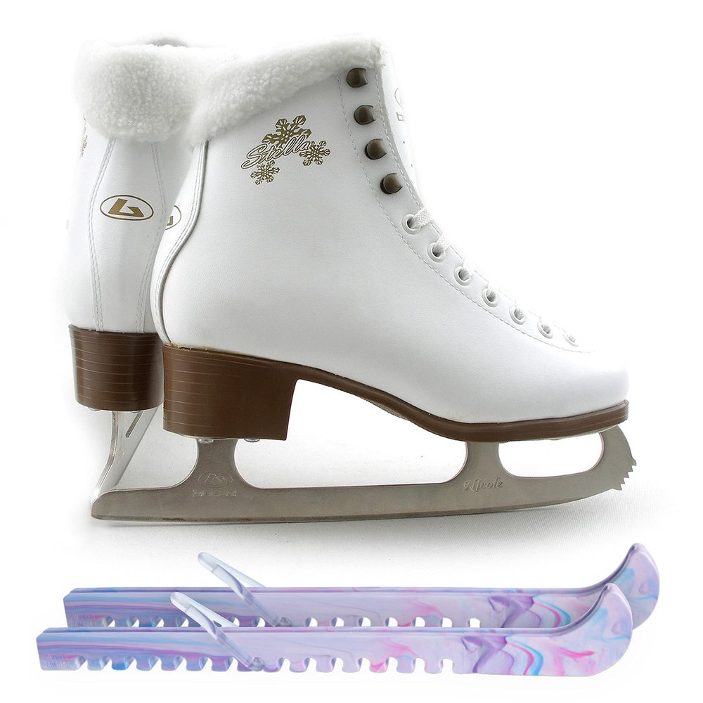 SKATE GURU Botas Model: Stella Figure Ice Skates/Size: Girls' 13 Bundle with Skate Guards