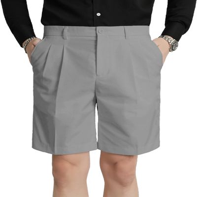 Mens Dress Shorts Slim Fit Flat Front Shorts Classic 9" Inseam Chino Short Light Grey 31