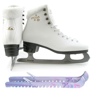 SKATE GURU Botas Model: Stella Figure Ice Skates/Size: Women's 5 Bundle with Skate Guards