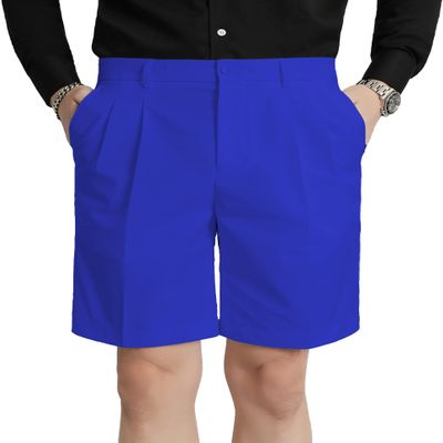 MOGU Mens Blue Dress-Flat Front Pleated Shorts - Perfect for Golf, Casual and Slim Fit Wear Royal Blue 31