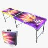 PARTYPONG 8-Foot Folding Beer Pong Table w/Cup Holes & LED Lights - Prism Edition view 1
