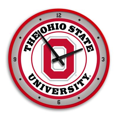 The Fan-Brand NCAA Ohio State Buckeyes: Block O - Red Frame - Modern Disc Wall Clock - Sports Team Bar Sign Dcor - Home, Dorm, Garage, Office, Fan Cave