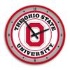 The Fan-Brand NCAA Ohio State Buckeyes: Block O - Red Frame - Modern Disc Wall Clock - Sports Team Bar Sign Dcor - Home, Dorm, Garage, Office, Fan Cave view 1