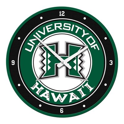 The Fan-Brand NCAA Hawaii Warriors: Modern Disc Wall Clock - Sports Team Bar Sign Dcor - Home, Dorm, Garage, Office, Fan Cave