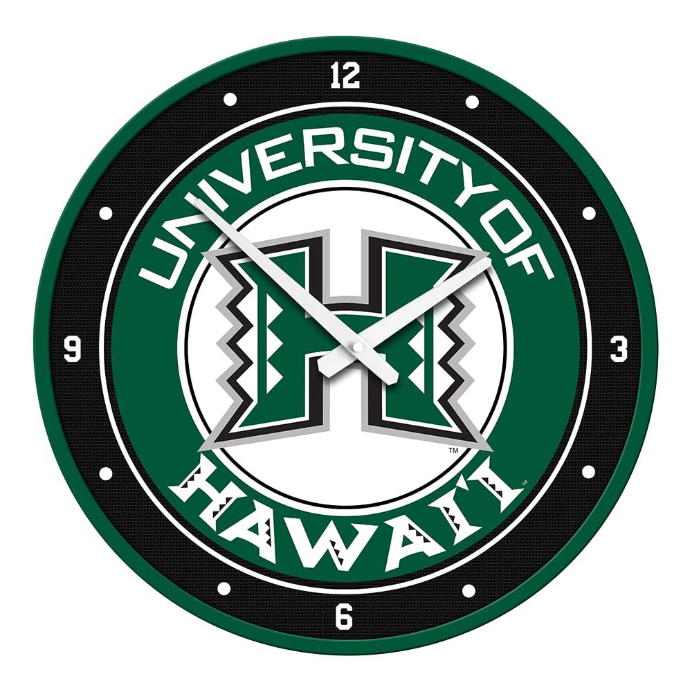 The Fan-Brand NCAA Hawaii Warriors: Modern Disc Wall Clock - Sports Team Bar Sign Dcor - Home, Dorm, Garage, Office, Fan Cave