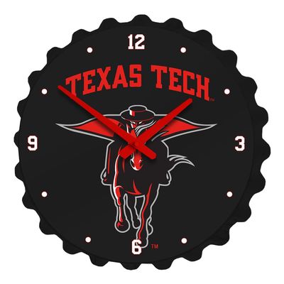 The Fan-Brand NCAA Texas Tech Red Raiders: Masked Rider - Bottle Cap Wall Clock - Sports Team Bar Sign Dcor - Home, Dorm, Garage, Office, Fan Cave