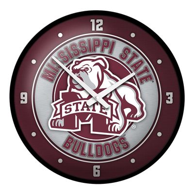 The Fan-Brand NCAA Mississippi State Bulldogs: Mascot - Black Frame - Modern Disc Wall Clock - Sports Team Bar Sign Dcor - Home, Dorm, Garage, Office, Fan Cave