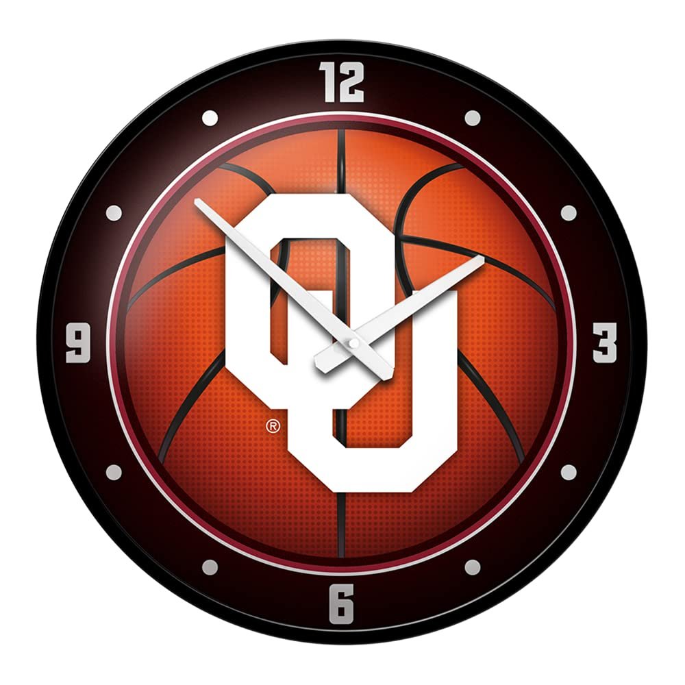 The Fan-Brand NCAA Oklahoma Sooners: Basketball - Modern Disc Wall Clock - Sports Team Bar Sign Dcor - Home, Dorm, Garage, Office, Fan Cave