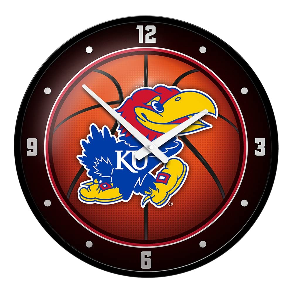 The Fan-Brand NCAA Kansas Jayhawks: Basketball - Modern Disc Wall Clock - Sports Team Bar Sign Dcor - Home, Dorm, Garage, Office, Fan Cave