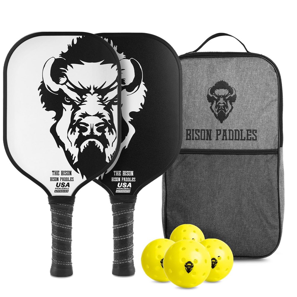 Bison Paddles: Carbon Graphite Pickleball Paddles - Lightweight Pickleball Rackets | Honeycomb Composite Core Improves Pickle Ball Placement and Increases Power | Durable Unibody Construction