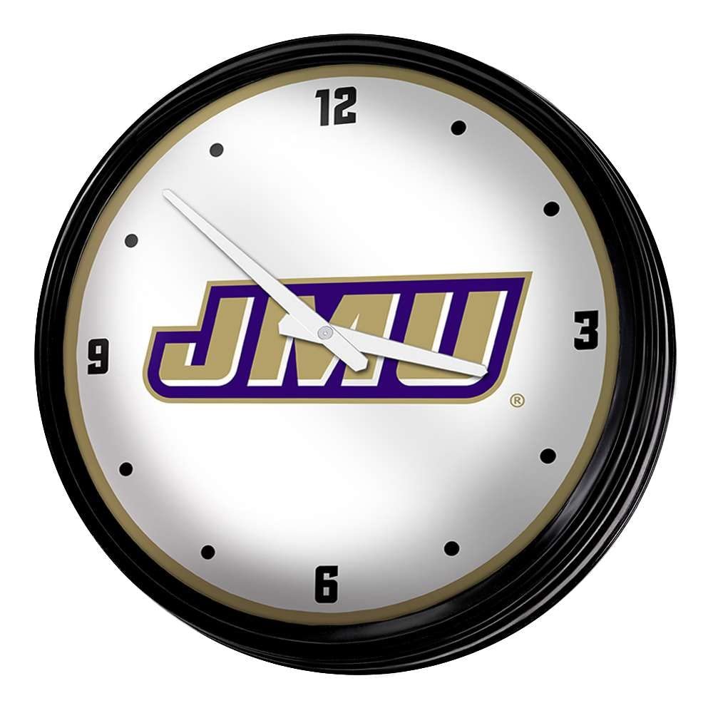 The Fan-Brand NCAA James Madison Dukes - Retro Lighted Wall Clock - Sports Team Bar Sign Dcor - Home, Dorm, Garage, Office, Fan Cave