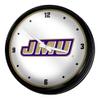 The Fan-Brand NCAA James Madison Dukes - Retro Lighted Wall Clock - Sports Team Bar Sign Dcor - Home, Dorm, Garage, Office, Fan Cave view 1