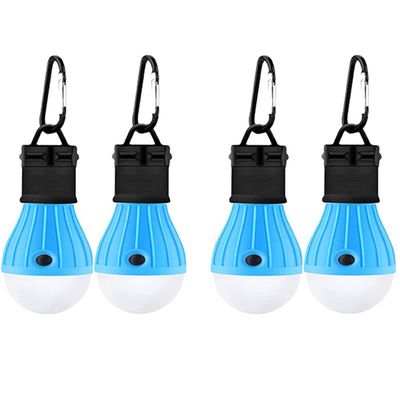 LED Tent Light 4-Pack Clip Hook Hurricane Emergency Lights LED Camping Light Bulb Camping Tent Lamp Portable Lantern Bulb Camping Equipment for Camping, Hiking (Blue)
